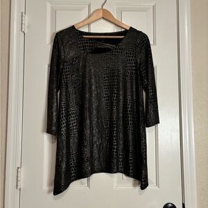 JM Collection Black Textured Tunic